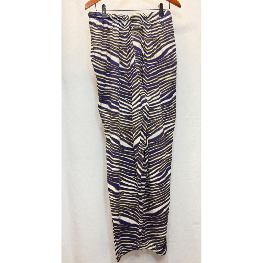 Zubaz Pants Baltimore Ravens Adult Medium Purple Gold Zebra Print Retro Lounge
